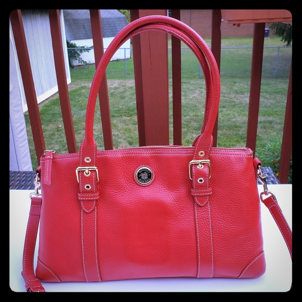 Dooney Bourke Red Satchel Purse Pebble Leather
